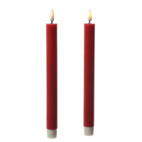 LED Stabkerzen MIA - Echtwachs - realistische 3D Flamme - H: 24cm - Batteriebetrieb - rot - 2 Stk LED Stabkerzen MIA - Echtwachs - realistische 3D Flamme - H: 24cm - Batteriebetrieb - rot - 2 Stk