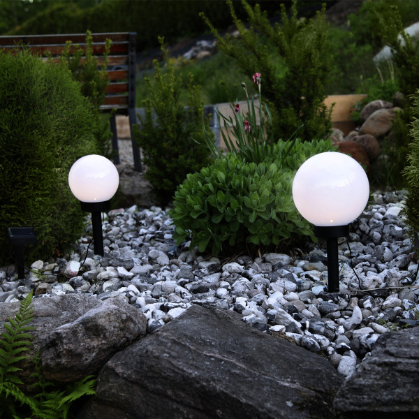 LED Solar Gartenkugel "Globus" - Erdspieß - H: 35cm, D: 20cm - warmweiße LED