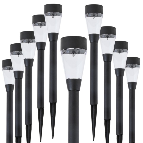 LED Solar Wegleuchten mit Erdspieß - Kunststoff - warmweiße LED - H: 32cm - schwarz - 10er Set