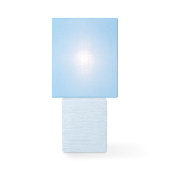 Tischleuchte mit Schirm CHARM quadratisch - pastellblau - E14 - 30cm