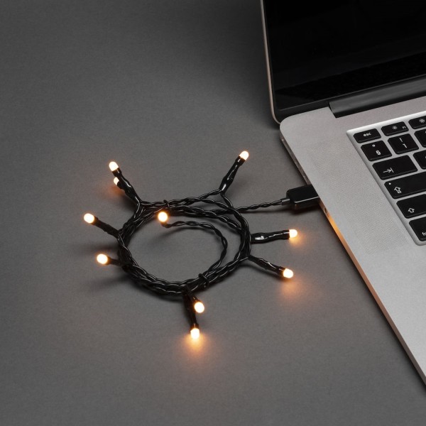 LED Lichterkette USB - 35 gefrostete bernsteinfarbene LED - L: 3,4m - für Innen - schwarzes Kabel