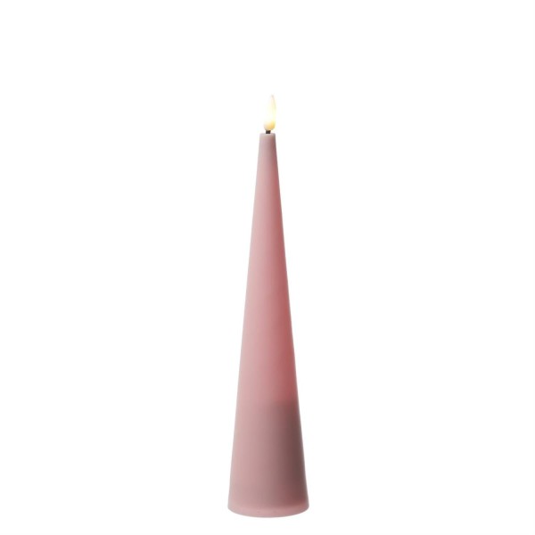 LED Kegelkerze - Kunststoff - realistische 3D Flamme - H: 25cm - Timer - für Außen - rosa