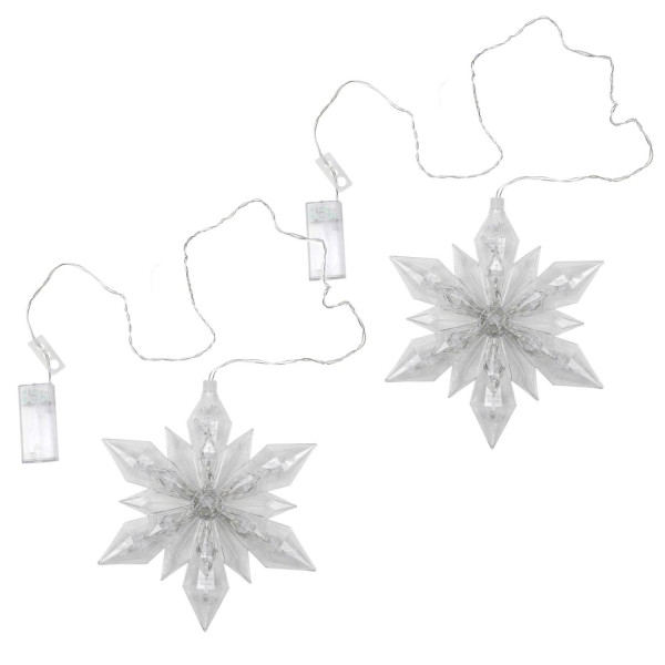 LED Stern - Acryl - hängend - jeweils 25 warmweiße LED - Timer - Batterie - transparent - 2er Set