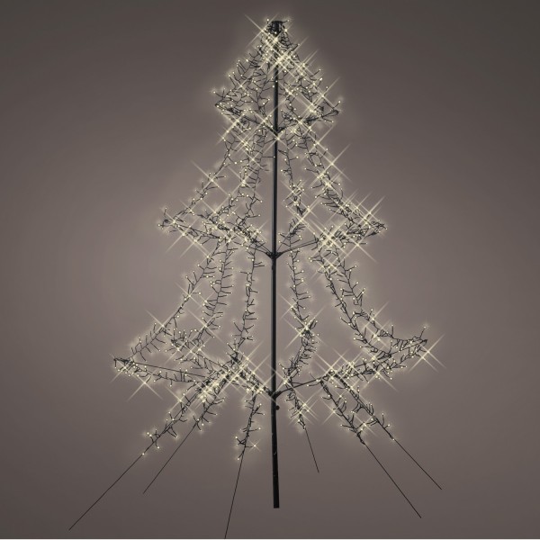 LED Outdoor Weihnachtsbaum - 1200 warmweiß funkelnde LED - H: 2m - Timer - aufklappbar - schwarz